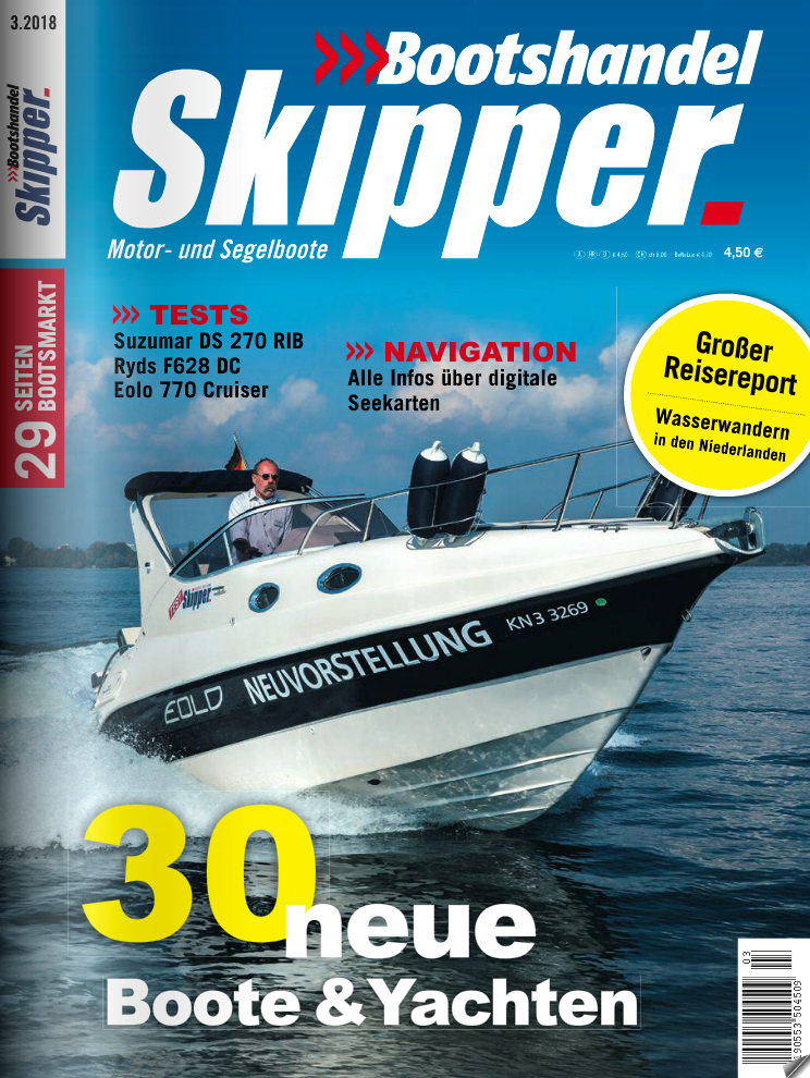 TEST ‘POINTER 22’ In Het Blad Skipper. / BOOTSHANDEL  Nr. 3, (maart) 2018.